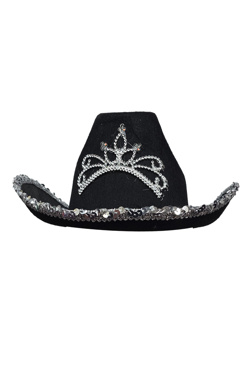 Wickedfun Black Cowboy Hat with Sequin Trim-0